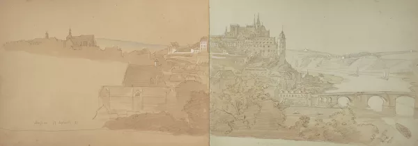 Carl Robert Kummer — Meissen - Blick über die Elbbrücke auf die Burg mit der Domkirche