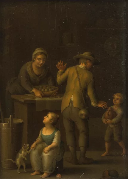 Justus Juncker — Familie mit Katze in der Küche