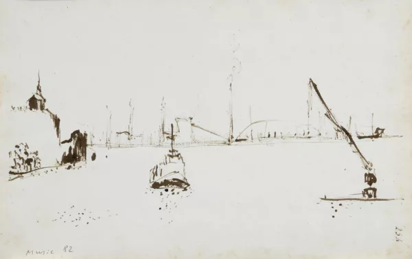 Zoran Mušič — Navire aux Zattere, 1982