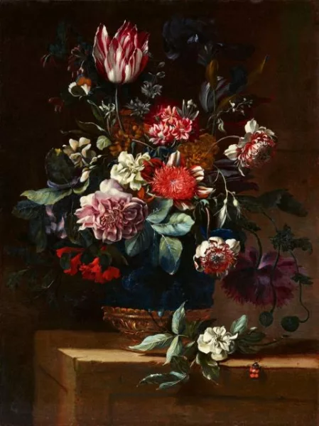 Jean-Baptiste Monnoyer — Stillleben mit Tulpe, Päonien und Rosen