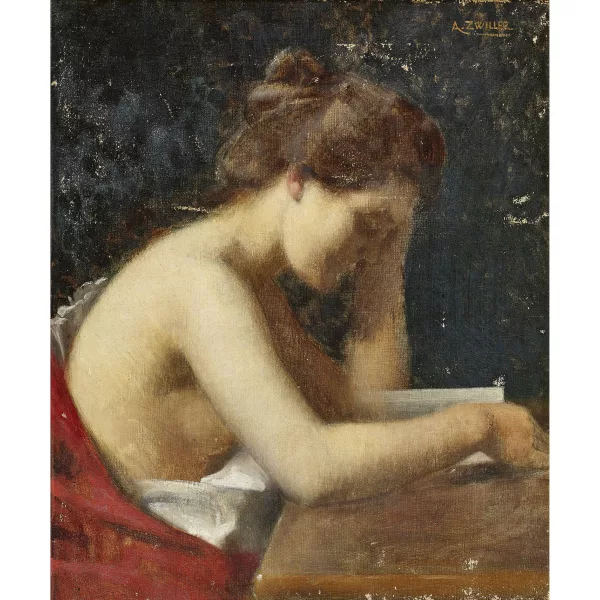 Marie-Augustin Zwiller — Weiblicher Halbakt bei der Lektüre.