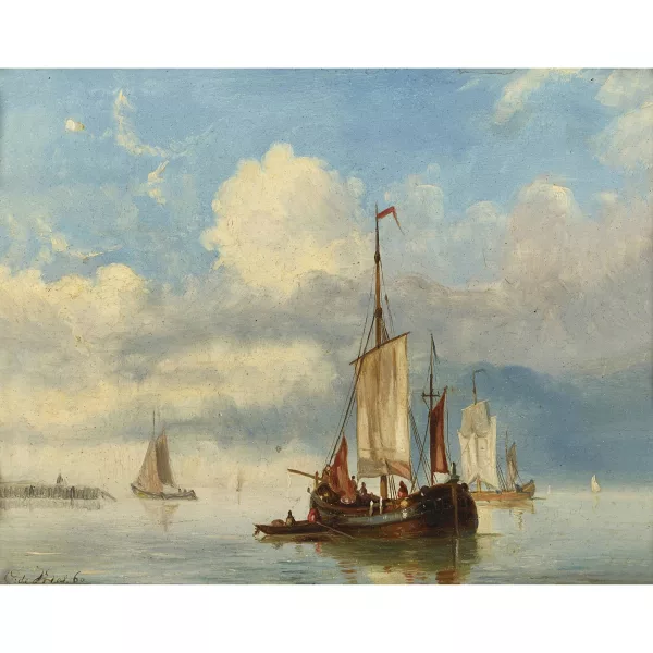 Geert de Vries — Attribué à GEERT DE VRIES — Segelschiffe im Hafen.