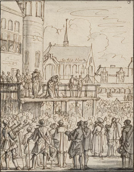 Jan Luyken — Exécution publique sur une place de La Haye,