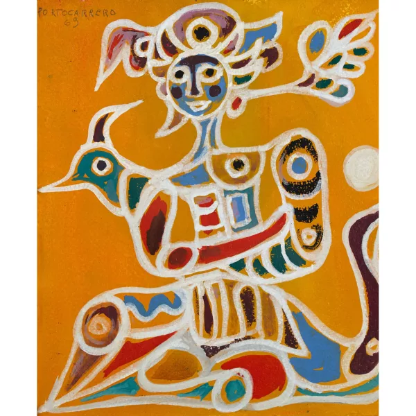 René Portocarrero — Figur auf gelbem Grund.