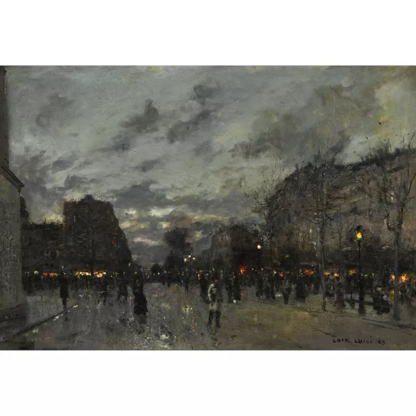 Luigi Loir — Boulevard parisien au crépuscule.