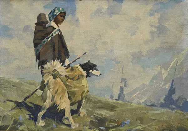 Eustace Paul Ziegler — "Alaska nature woman and dog"