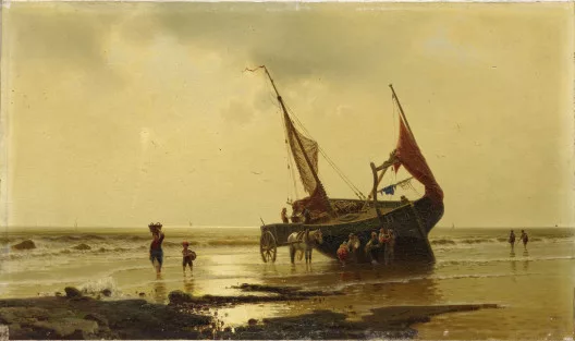 Luigi Steffani — Marina con barche di pescatori