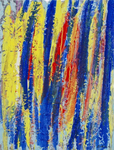 Claude Bellegarde — Composition abstraite jaune et bleue