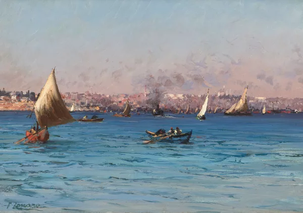 Fausto Zonaro — Segelschiffe vor Konstantinopel
