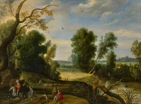 Jan Wildens — Weite Landschaft mit Hirten und einem Reiter