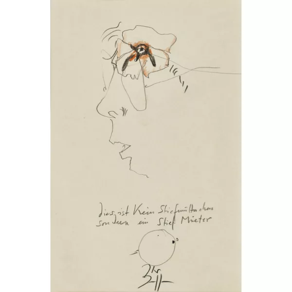 Horst Janssen — « Ce n'est pas une pensée, mais un Stief Mieter » (jeu de mots).