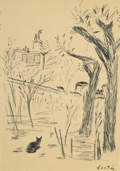 Marcel Vértes — Chats au jardin