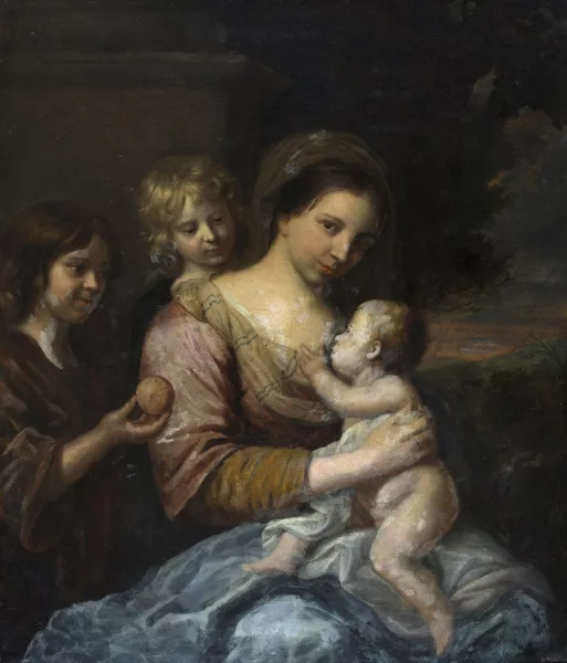 Bartolomé Esteban Murillo — Suiveur de Bartolomé Esteban Murillo — Jeune mère et ses trois enfants
