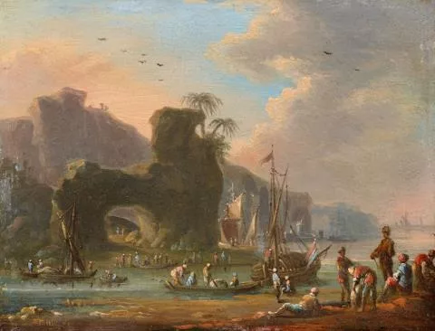 Johann Alexander Thiele — Zwei Gemälde mit Ansichten eines Levantiner Hafens
