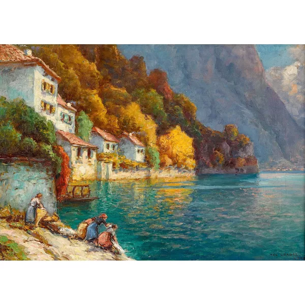 Max Usadel — Wäscherinnen am Lago di Lugano.