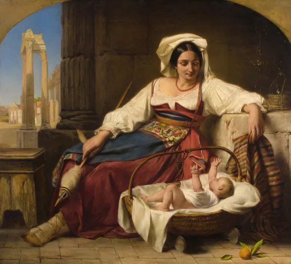 Théodore Joseph Canneel — Italienische Spinnerin ihr Kind betrachtend