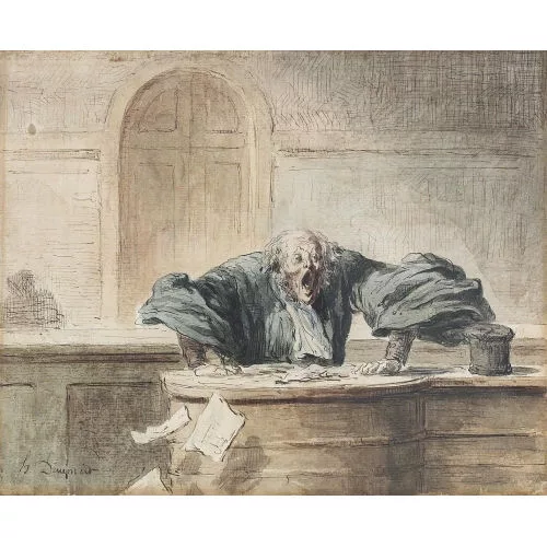 Honoré Daumier — Attribué à HONORE DAUMIER — L’avocat au tribunal