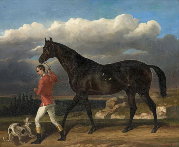 Louis-Félix Amiel — L'Etalon "Drummer", lad et chien,