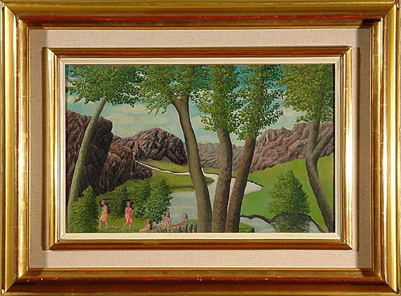 André Bauchant — Paysage avec personnages, 1932