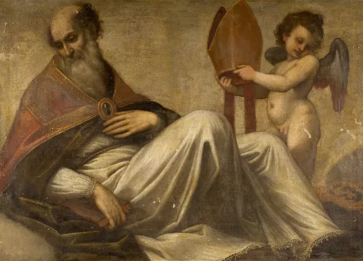 Palma le Jeune — Heiliger Bischof mit Buch, wahrscheinlich ein Kirchenvater