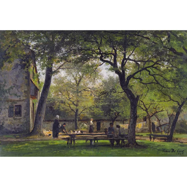 César De Cock — Sommerliche Gartenszene.