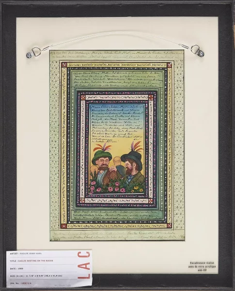 Josef Karl Rädler — Vautours sur les rochers et personnages aux chapeaux