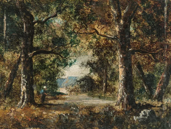 Narcisse Virgilio Díaz — Woman by a stream in the forest