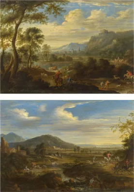Anton Faistenberger — Jagdszenen in Flusslandschaft