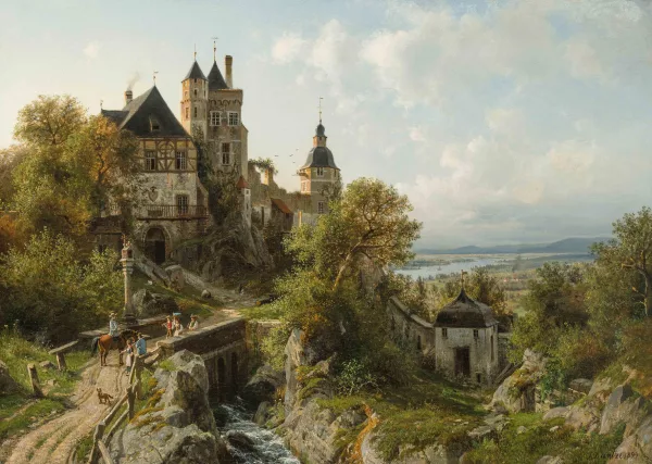 J. B. Duntze — Rheinlandschaft mit Burg