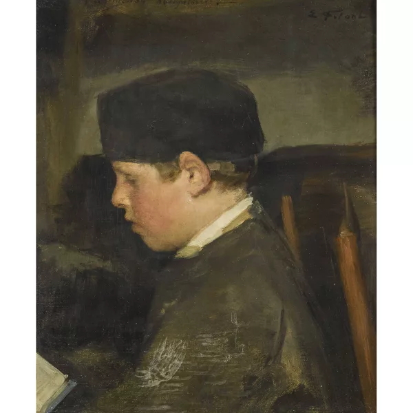 Émile Friant — Sitzender Knabe im Profil.