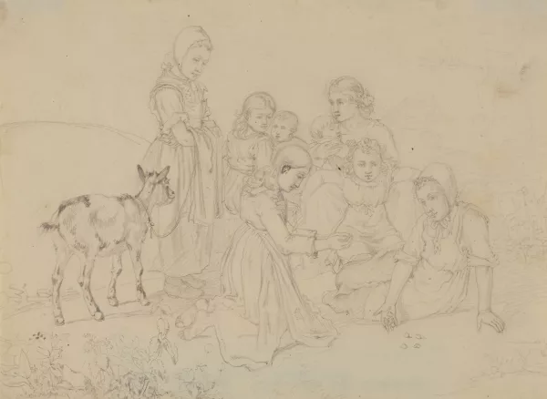 Ludwig Emil Grimm — Acht Kinder bei Knöchelspiel