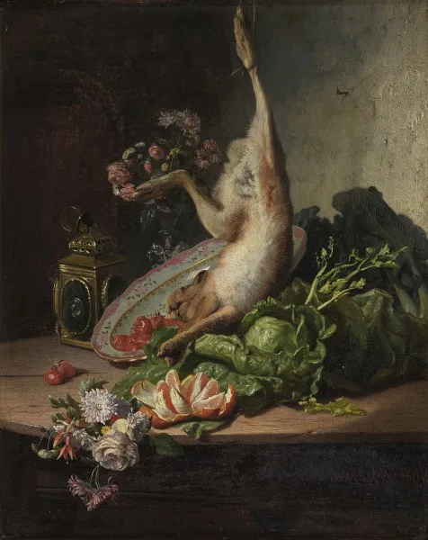 David de Noter — Nature morte au lièvre et au plat de la Compagnie des Indes