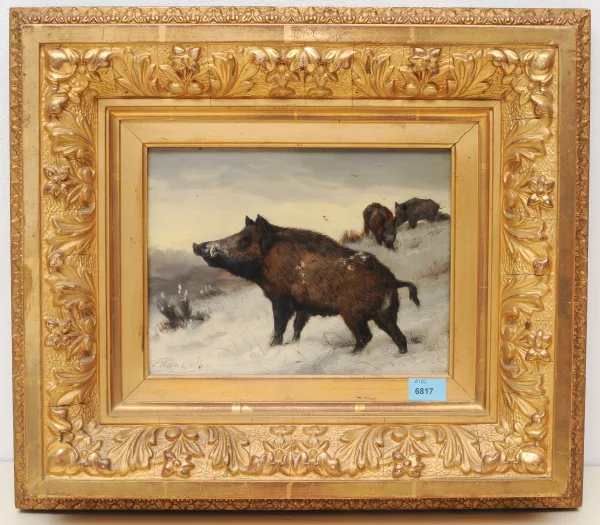 Carl Friedrich Deiker — Wildschweinrotte im Winter