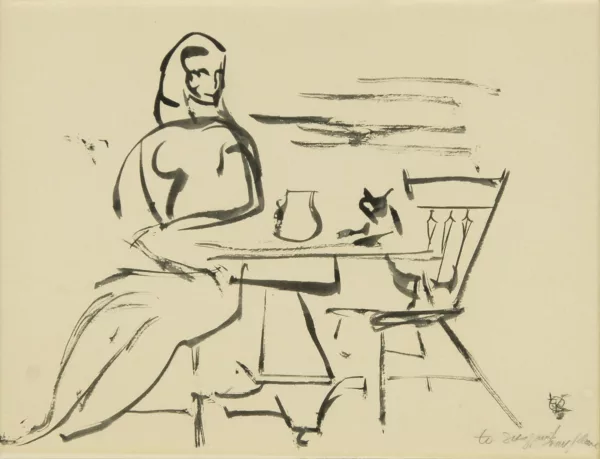 Franz Kline — Woman Seated at a Table in the Atelier, ca. 1950
