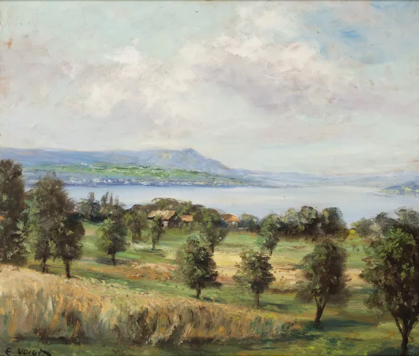 Elisabeth Voigt — Paysage de la Côte avec vue sur le lac et le Mont de Sion