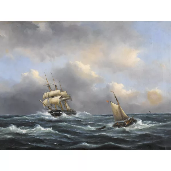 Govert van Emmerik — Segelschiffe auf stürmischer See.