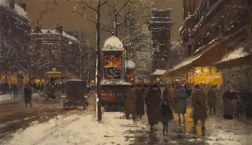 Édouard Cortès — Porte Saint Martin, soir de neige