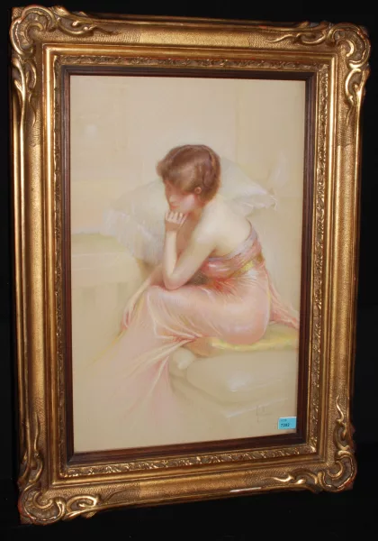 Gaston Bouy — Dame auf Sofa sitzend
