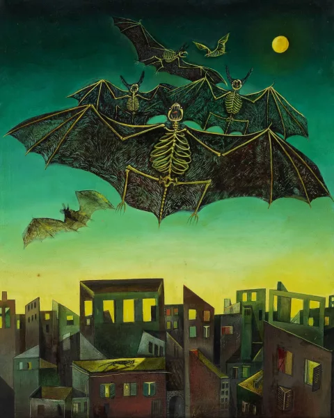Eduard Klell — Les chauves-souris planant sur la ville