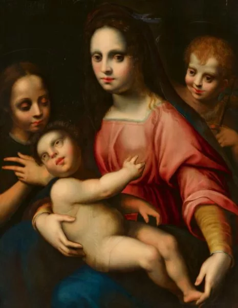 Domenico Puligo — Madonna mit Kind, Johannesknaben und Engel