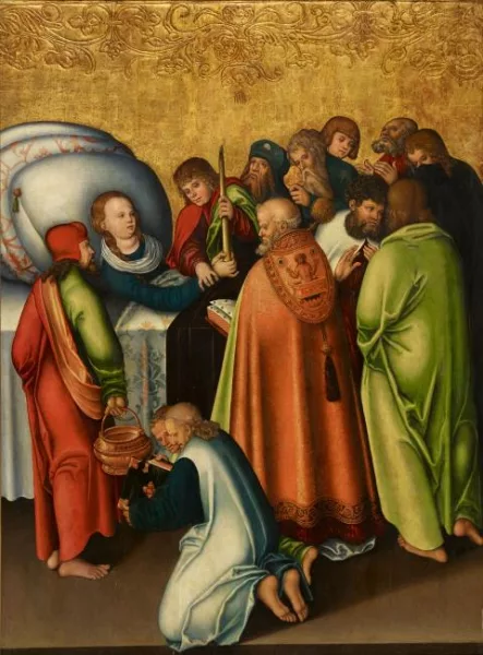 Meister des Pflockschen Altars — Tod Mariae im Kreise der Apostel