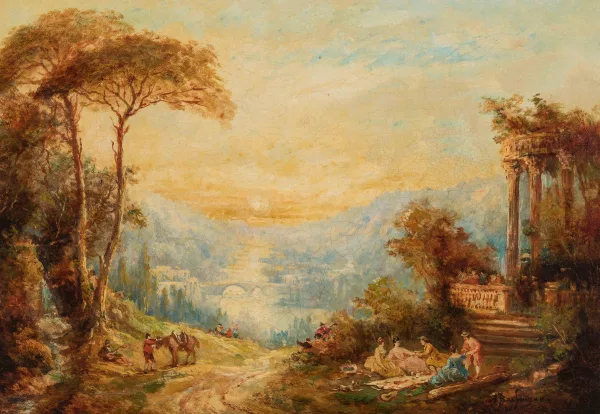 Alf Bachmann — Picknick vor dem Vestatempel in Tivoli (wohl)
