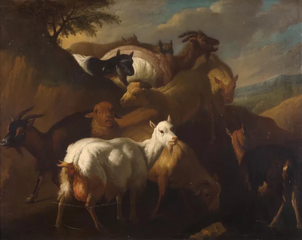 Francesco Londonio — Attribué à Londonio, Francesco — zugeschrieben Ziegen und Schafe