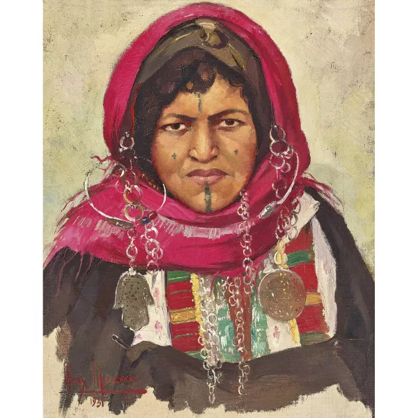 Max Moreau — Portrait d'une femme marocaine.