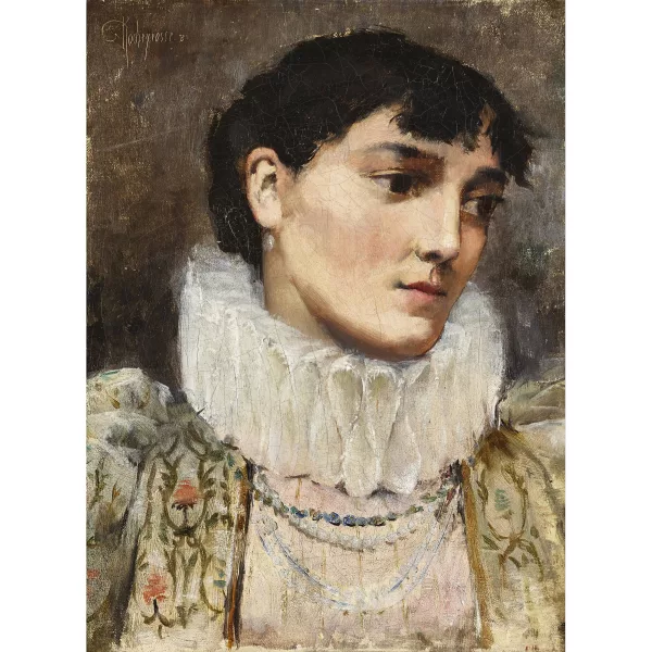 Georges-Antoine Rochegrosse — Brustporträt einer Dame mit Halskrause.