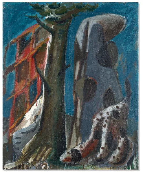 Markus Lüpertz — Eine verrückte Teegesellschaft, aus dem Zyklus "Alice im Wunderland", 1981