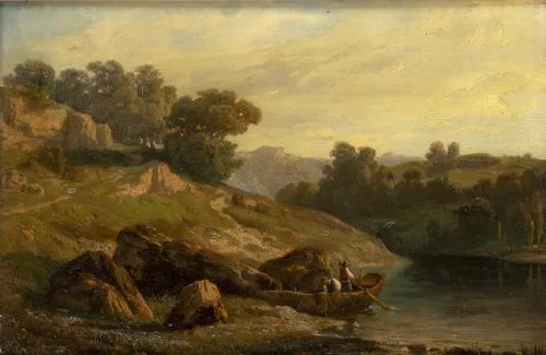 Antonin Fanart — Bord de lac avec pêcheurs