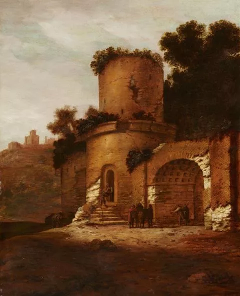 Jacobus Mancadan — Südliche Landschaft mit antiken Ruinen