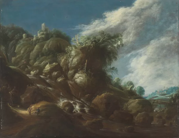 Gillis Peeters — Felsige Landschaft mit Wildbach