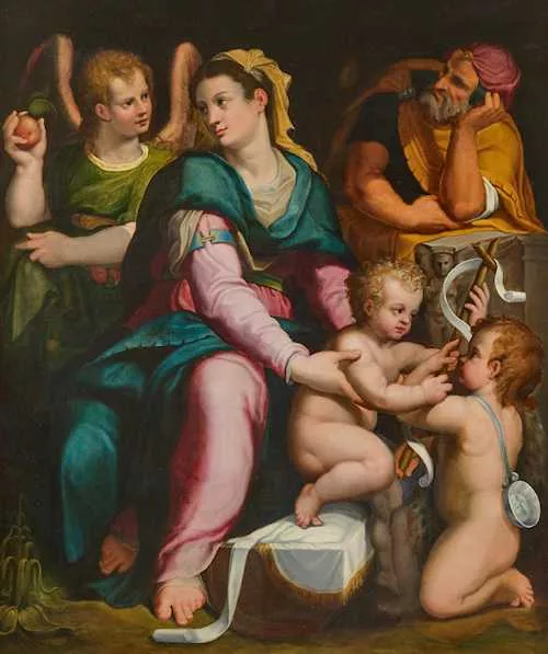 Lorenzino da Bologna — The Holy Family with John the Baptist and an angel.
